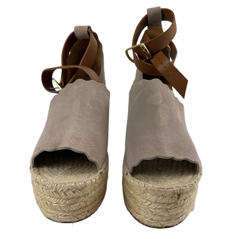 Chloe Lauren Scalloped Suede Platform Wedge Espadrilles Size 41 (US 9.5) - Picture 7 of 11